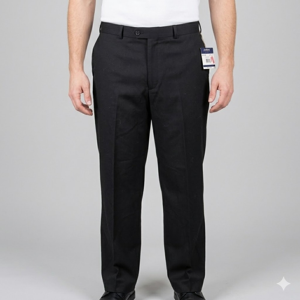 Arrow Suit Separate‎ Dress Pants 42x30 Black Trousers Flat Front NWT